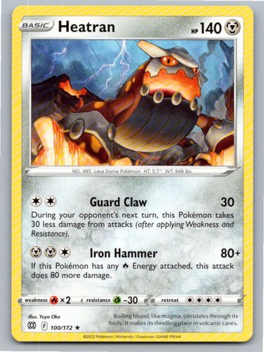 2022 POKEMON HEATRAN BRILLIANT STARS 100/172 R NM A61327 FREE S&H
