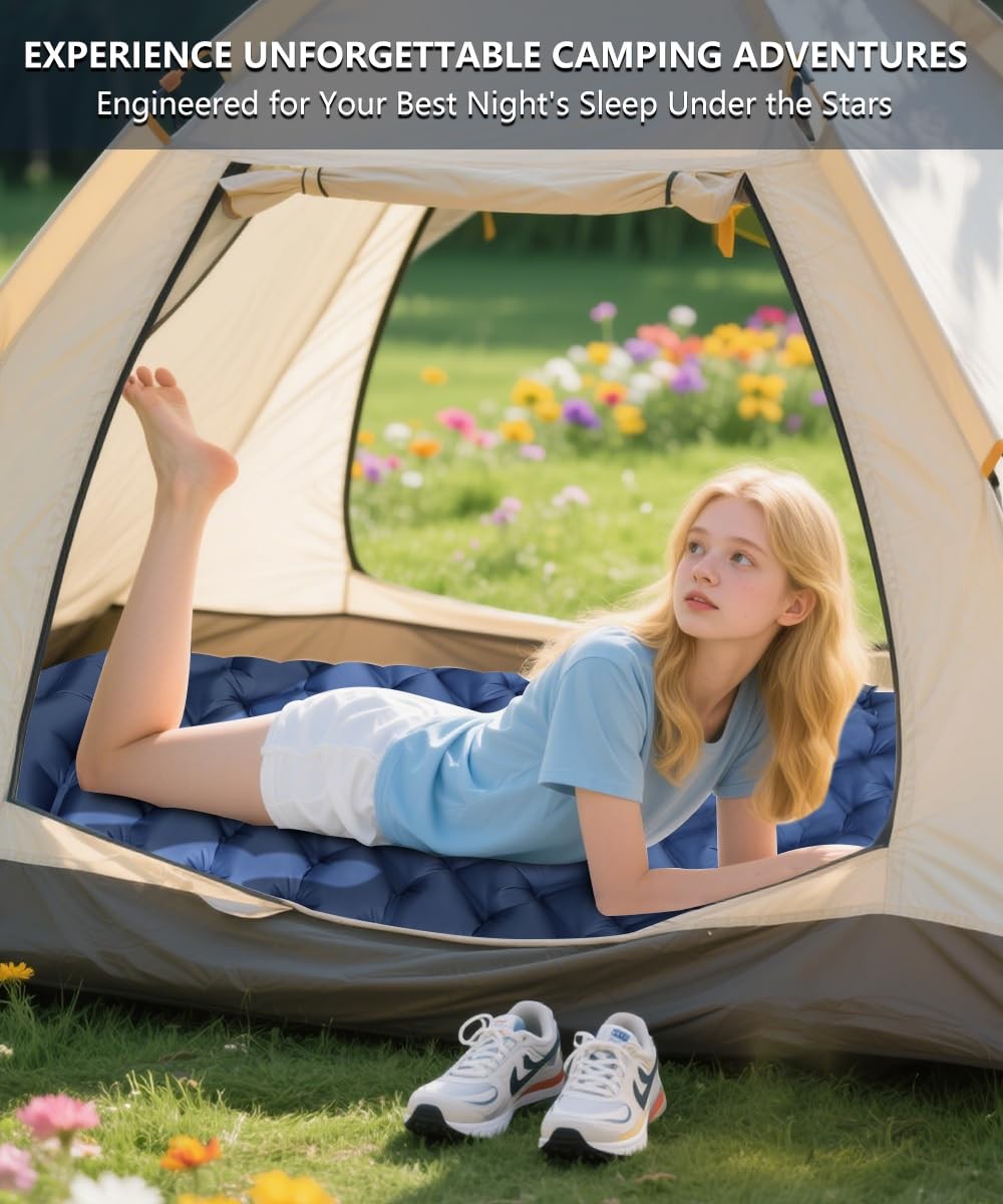 Camping Sleeping Pad Extra Thickness 3 Inch Ultralight Inflatable Sleeping Ma...
