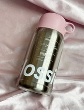 Glossier  Classic Steel & Pink Tumbler Bottle Thermos 16 oz Holiday + Dust Bag
