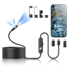 Endoscope Camera with LED Light,16.4ft Dual-Lens 1920P HD Borescope Tools
