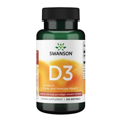 Swanson Vitamin D3 5,000 IU Bone, Immune, and Heart 250 Count (Pack of 1)