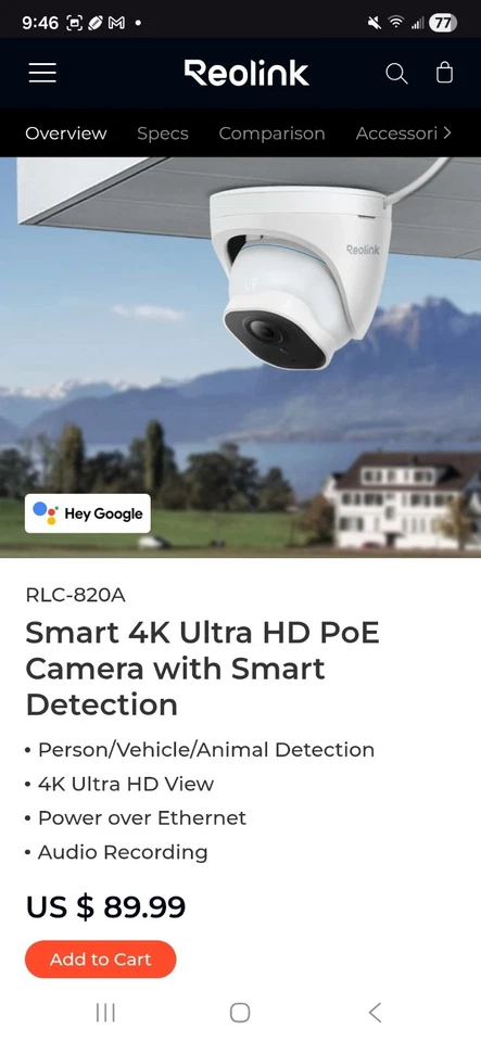 Reolink RLC-820A 4K Ultra HD PoE Security Camera – New - Image 3 of 3