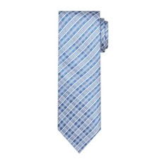 Men's Woven Plaid Pattern or Slim Neck Tie Regular Plaid Blue