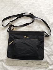 Kipling Black Crossbody Shoulder Bag, Gold Hardware And Pink Lining.
