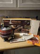 Oster 681 - 691-17 Flame Red Electric Fondue Set - w/ 4 Forks & Box - Vintage