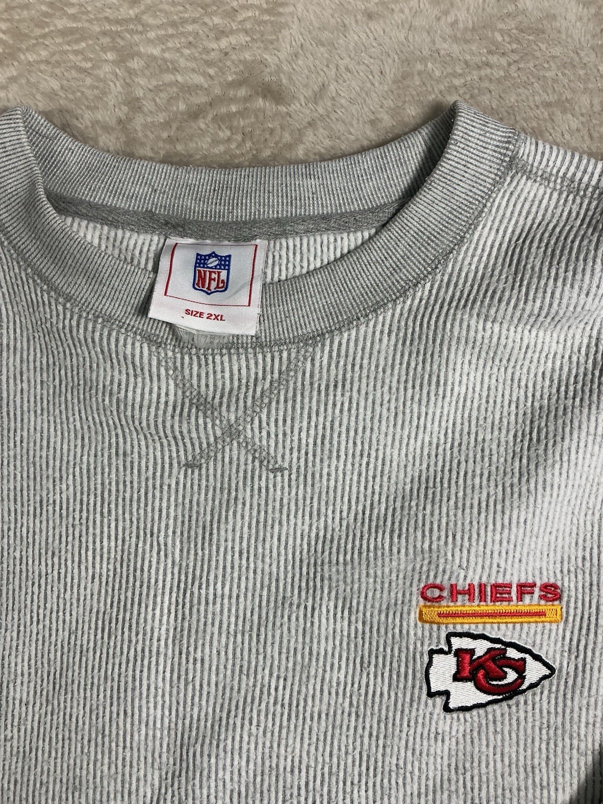 Mens NFL chiefs Top Jumper XXL Grey American Football Sports Gym Trendy image 3