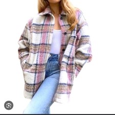 ZARA Plaid Flannel Shacket Oversized Cozy Jacket Womens Size M