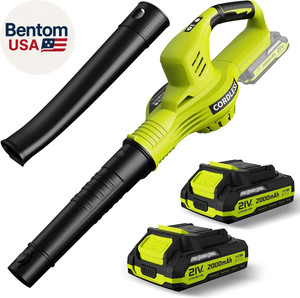 Leaf Blower Cordless - 21V Powerful Electric Leaf Blower with 2 Batteries and Ch