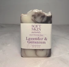 Handmade Lavender and Geranium Vegan Bar Soap-Shea Butter Avocado Oil-4.5 oz