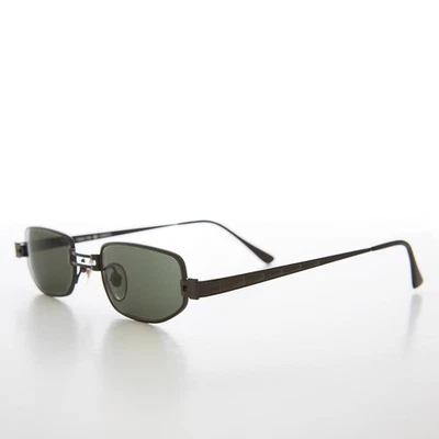 Gafas De Sol Vintage Rectangulares Punk Pequeñas Negras Hitch, Metal - Imagen 1 de 3