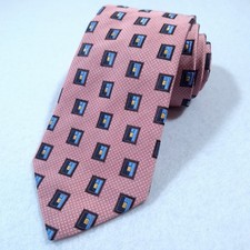 Jos A Bank Signature Collection Silk Tie Long 62" Pink Blue Yellow Geometric