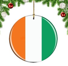C te d'Ivoire Flag Round Christmas ornament city travel souvenir