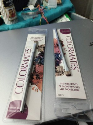  Lot of 2 COLORMATES Precision Tip Eye Shadow And Liner Brushes 51004.