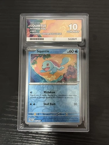 Squirtle 007/165 - Pokemon Center Stamped 151 Promo Reverse Holo ACE Gem Mint 10
