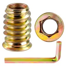 MewuDecor 1/4"-20 Threaded Inserts for Wood Nutsert 1/4-20 x 20mm, Yellow