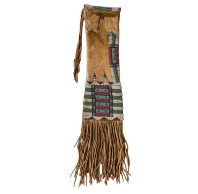 #ad Handmade Lakota Sioux Western Native American Beaded Tobacco bag Hide Pipe bag $93.59