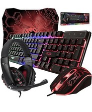 Keyboard Mouse  Headset Combo Pack with LED RGB Backlight PC Gaming Bundle