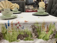 Easter Bunny Easy Care Tablecloth Spillproof 70 In Round