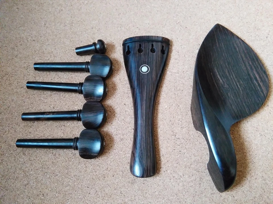 ! Set Ebony VIOLA Parts Including The Chin Rest Pegs Tailpiece for 15 To 16 Inch - Image 2 of 4