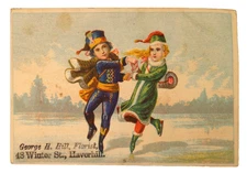 George H. Hill, Florist Haverhill MA , Victorian Advertising Trade Card 1880's