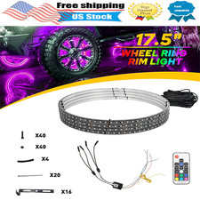 4Pcs 17.5in Single Row LED Wheel Ring Lights Bluetooth Color RGB Rim Lights APP