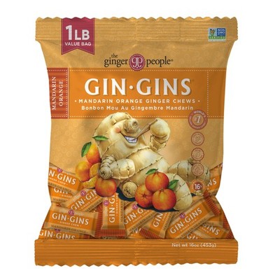 GIN GINS Mandarin Orange Ginger Chews   Natural Fresh Ginger Candy by   Indiv...
