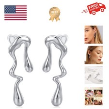 Womens Gold Studs Earrings, 14K Gold Plated Personality Big Stud Earring,Stai...