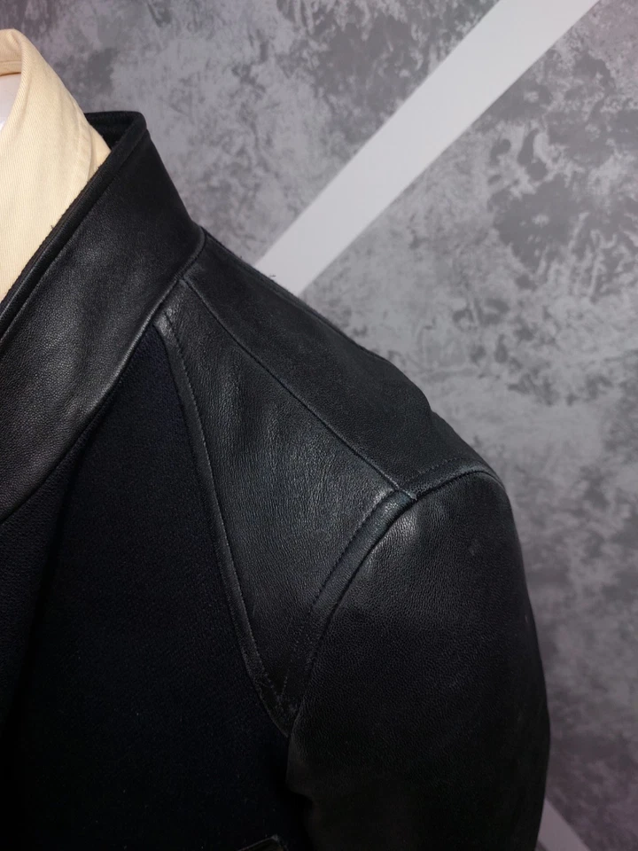 The Kooples Men's Leather Wool Jacket Navy Size M - Image 4 of 4