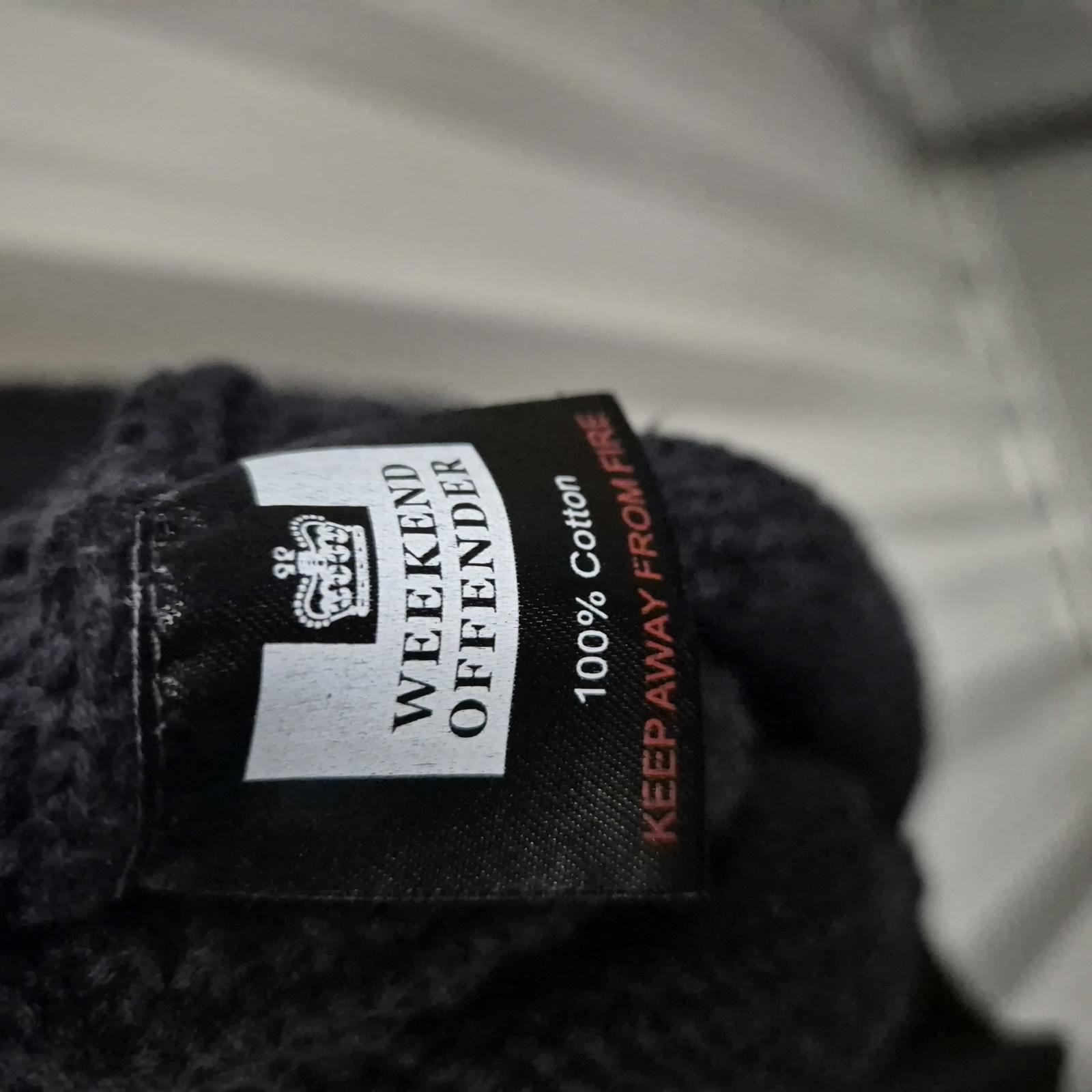 Weekend Offender Cable knit Jumper Mens Large Navy Blue Sweatshirt Sweater image 4