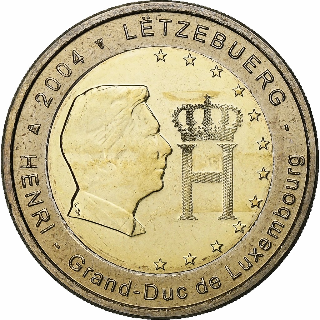 Luxembourg, 2 Euro, Henri I Monogramme, 2004, Utrecht, Bimétallique, SUP+