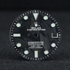 RELAX dial 28.5mm 3d Carbon Fiber For NH35/NH36 blue/green lume  Watch Parts 