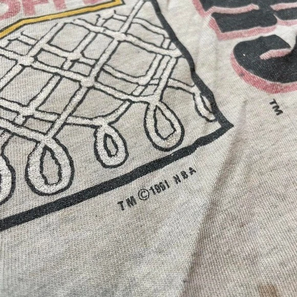 Camiseta promocional vintage 1991 Portland Trail Blazers aro NBA team playoffs M EUA cinza - Imagem 3 de 4