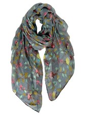 Scarf for Women Lightweight Floral Bird Print Cotton Wrap Winter Shawl