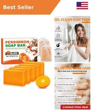 5 Pcs Persimmon Soap for Old People Smell with 2 Mesh Soap Bag