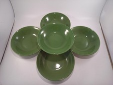 Poole Pottery Bowls Medium 19cm Twintone Dark Green White Dessert Soup x5  VGC