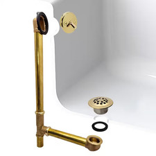 22 In. Brass Trip Lever Bath Waste Drain in Polished Brass