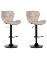Swivel Stool Swivel Set of 2 Faux Leather Light Beige VALETTA