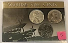 1943 Lincoln Wheat Steel Cents, P-D-S, XF-AU in Display Case Lot 5