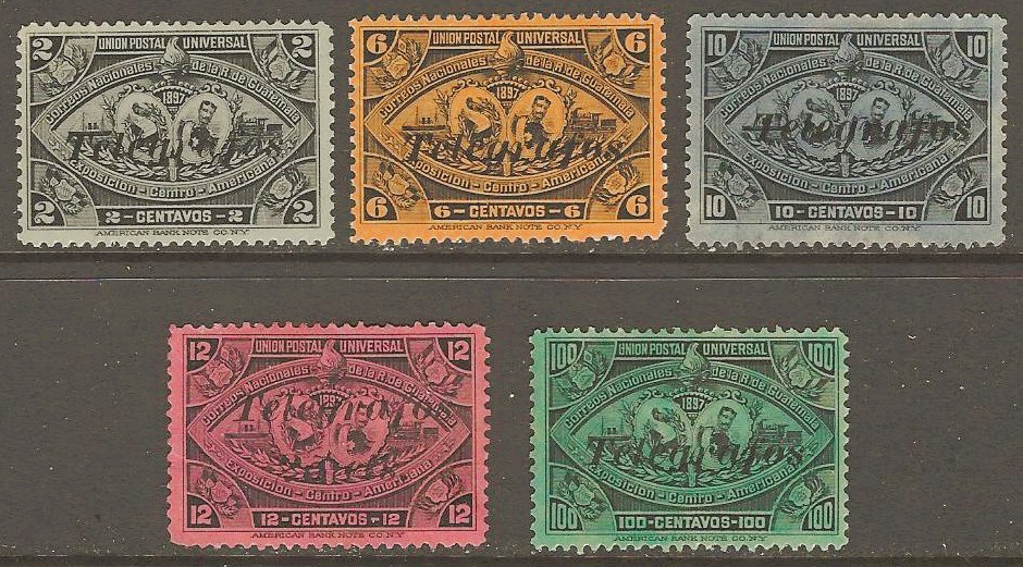 GUATEMALA 1897 TELEGRAPH STAMPS BLACK OVERPRINT COMPLETE