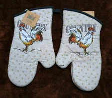 Farm Animals Rooster Oven Mitt Set Kay Dee Farm Life Pattern NWT