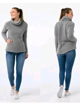 Smartwool Women's Hudson Trail Pullover Fleece Sweater Light Gray Medium M 