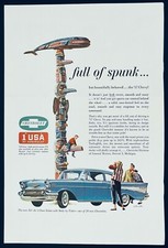 Original Vintage Chevrolet 1957 Blue Bel Air 2-Door Sedan Ad