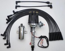 Small Cap Chevy 348 409 Big Block Black Hei Distributor Chrome Coil Plug Wires