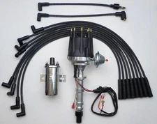 small cap CHEVY 348 409 Big Block BLACK HEI Distributor +Chrome Coil +Plug Wires
