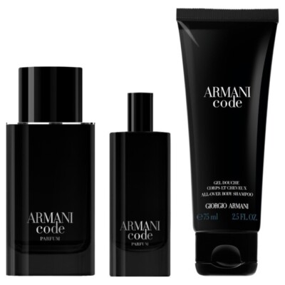 ARMANI CODE PARFUM MEN 3PC GIFT SET 2.5OZ PARFUM+0.50OZ+2.5