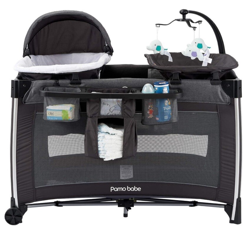 Pamo Babe Portable Baby Crib Deluxe Nursery Center, Foldable Travel Playard-image