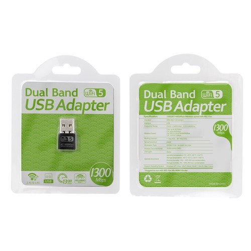 Lot 10 x 1300Mbps Mini USB WiFi Adaptateur Sans Fil PC 802.11ac Double Bande 2.4G/5.8G - Photo 8/9