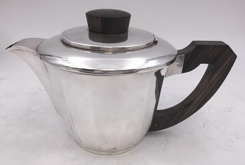 Conjunto de chá/café prata francesa 3 peças em estilo art déco - Imagem 2 de 4