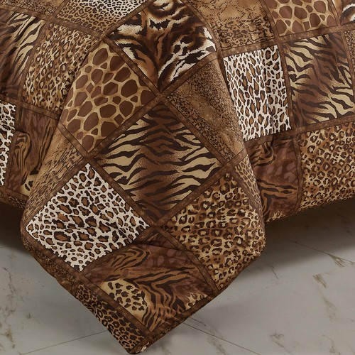 WPM 2 Piece Animal Print Comforter with Pillow Sham, Chocolate Brown Leopard ... - Picture 4 of 7