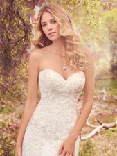 💕$1699 MAGGIE SOTTERO 8 SWEETHEART STRAPLESS ALENCON FRENCH LACE WEDDING DRESS